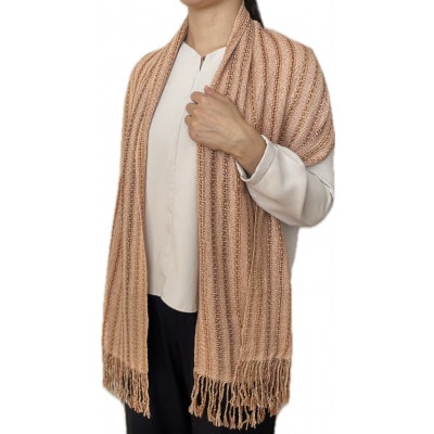 【さとふる限定・一点もの】草木染め×手織り　職人仕立てのシルクストール　幅34cm×長さ158cm