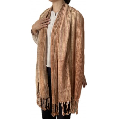 【さとふる限定・一点もの】草木染め×手織り　職人仕立てのシルクストール　幅48cm×長さ190cm