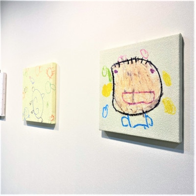 30cm × 30cm 丹後ちりめん「お絵描き」テキスタイルパネル