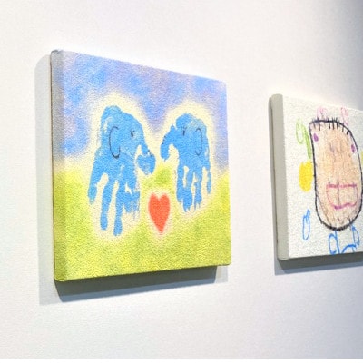 30cm x 40cm 丹後ちりめん「お絵描き」テキスタイルパネル