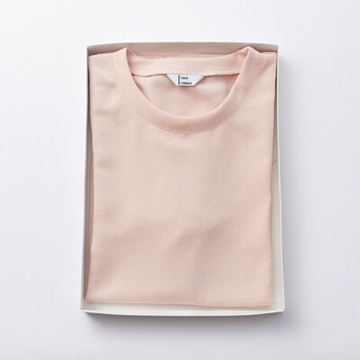 京都の伝統織物を使った丹後ちりめんTシャツ ピンク