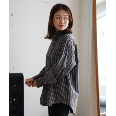 Kinudian ストライプシルクシャツ フリーサイズ ユニセックス ヴィンテージ風トップス