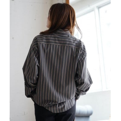 Kinudian ストライプシルクシャツ フリーサイズ ユニセックス ヴィンテージ風トップス
