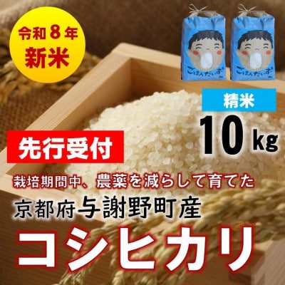 【先行受付】令和8年新米　京都丹後産コシヒカリ　精米10kg　栽培期間中、農薬を減らして育てたお米