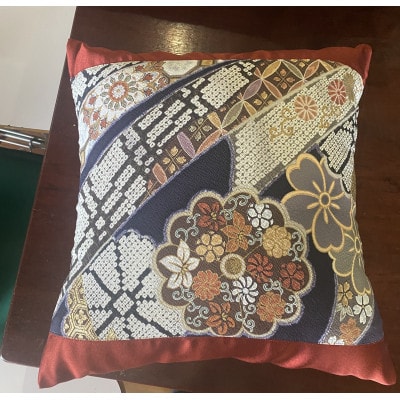 オリジナル ビンテージKIMONOクッションカバー(クッション付き)40cm×40cm ちりめん着物