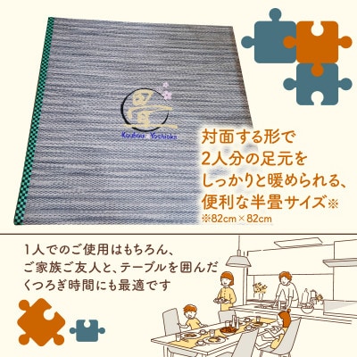 暖房薄畳 心温 1枚【清流11 銀鼠色】 年中使える和のホットカーペット