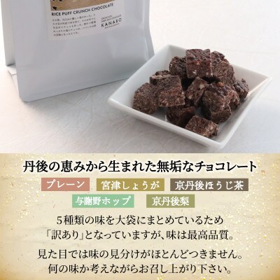 訳あり 玄米ぽんクランチチョコレート 5種詰合わせ 計225g 丹後米が香る贅沢な高級チョコクランチ