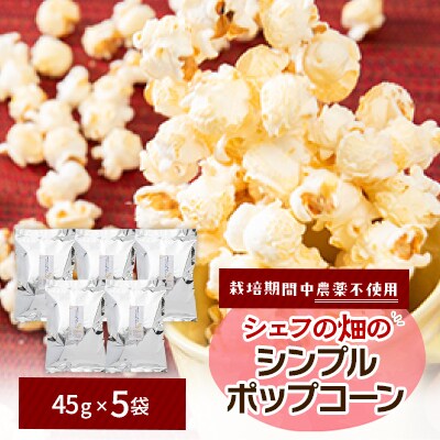 栽培期間中、農薬を使わず自家栽培　シェフの畑のシンプルポップコーン　5袋(45g×5袋)与謝野町産豆