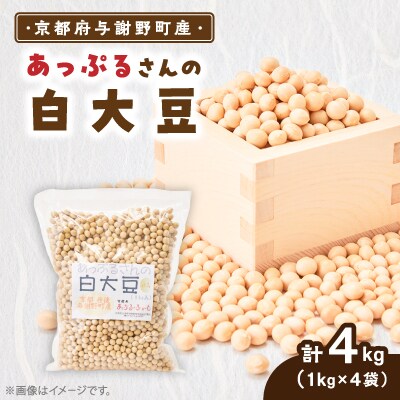 あっぷるさんの白大豆　京都府与謝野町の肥沃な大地で育った国産大豆　1kg×4袋