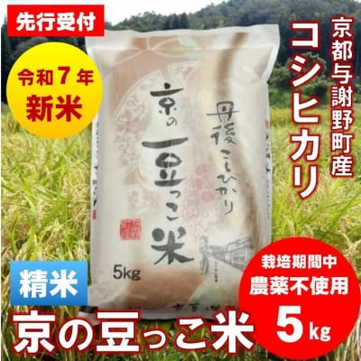 【先行受付】令和7年産新米「京の豆っこ米」精米5kg　栽培期間中 農薬不使用コシヒカリ　京都与謝野町