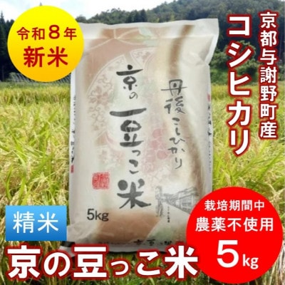 令和8年産新米「京の豆っこ米」精米5kg　栽培期間中 農薬不使用のコシヒカリ　京都与謝野町　伊達農園