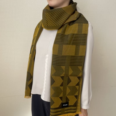 絡み織りのシルクコットンストール(黄色)