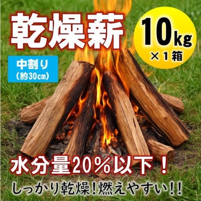 【毎月定期便】乾燥薪 キャンプ用 10kg 中割(約30cm) 広葉樹ミックス全12回