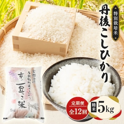 【毎月定期便】京都府与謝野町産 丹後コシヒカリ 精米5kg　特別栽培米 京の豆っこ米全12回
