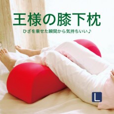 王様の膝下枕 Lサイズ (レッド) 膝を乗せて 足腰 リラックス 大きい ビーズ クッション