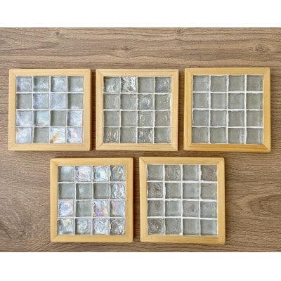 タイルコースター5枚セット(クリア・フラットフレーム)