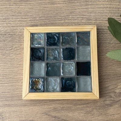 タイルコースター5枚セット(ブラック・フラットフレーム)