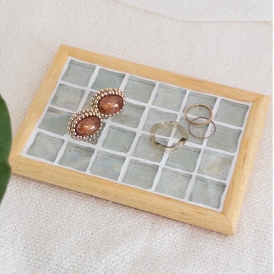 ガラスタイルトレイ小・大各1枚セット(クリア・アーチフレーム)