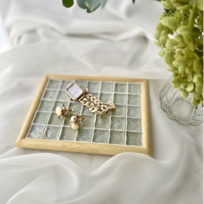 ガラスタイルトレイ小・大各1枚セット(クリア・アーチフレーム)