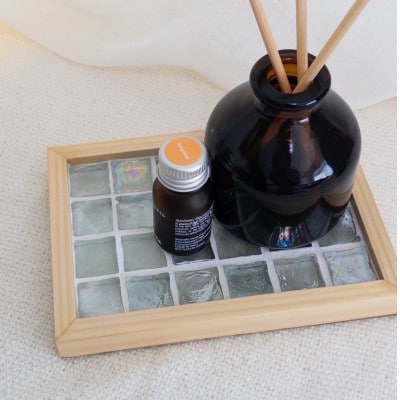 ガラスタイルトレイ小・大各1枚セット(クリア・フラットフレーム)