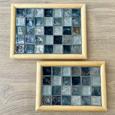 ガラスタイルトレイ小・大各1枚(ブラック・アーチフレーム)