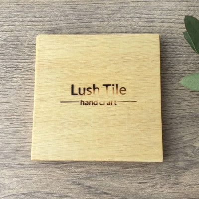 ガラスタイルコースター2枚・トレイ大1枚セット(ブラック・フラットフレーム)