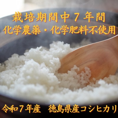 栽培期間中7年間化学農薬・化学肥料不使用　徳島県産コシヒカリ　10kg　精米