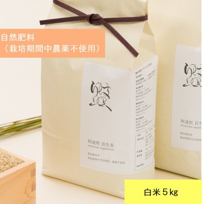 2023年徳島県産コシヒカリ白米5kg(栽培期間中肥料・農薬不使用、手作業で除草)