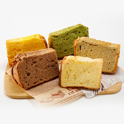焼き菓子　シフォンケーキ5種詰め合わせセット(バニラ、ココア、抹茶、阿波晩茶、かぼちゃ)