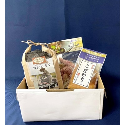 コシヒカリ玄米と味噌 常陸牛の塩糀漬けセット