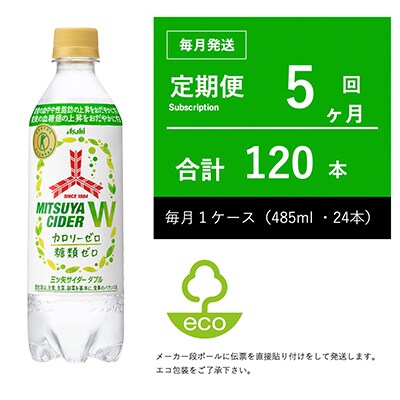 【毎月定期便】三ツ矢サイダーW(ダブル) 485ml×24本・5ヶ月定期【伝票直貼り】全5回