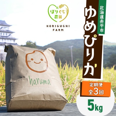 【発送月固定定期便】ほりぐち農園直送のお米 精米したてゆめぴりか　5kg全3回