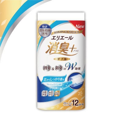エリエール消臭+トイレットティシュー芯からしっかり香るフレッシュクリアの香り12R(ダブル25m)