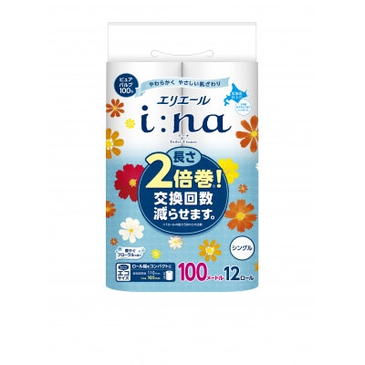 エリエールi:na(イーナ)トイレットティシュー2倍巻(シングル100m)12R×6パック