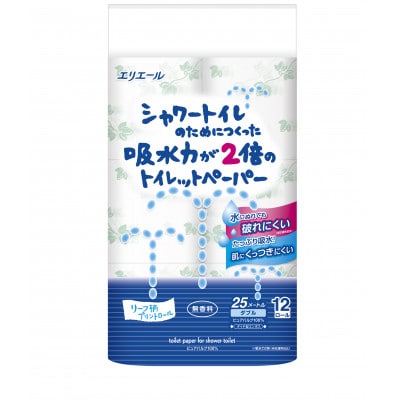 エリエールシャワートイレのためにつくった吸水力が2倍のトイレットペーパー(ダブル)12R×6パック