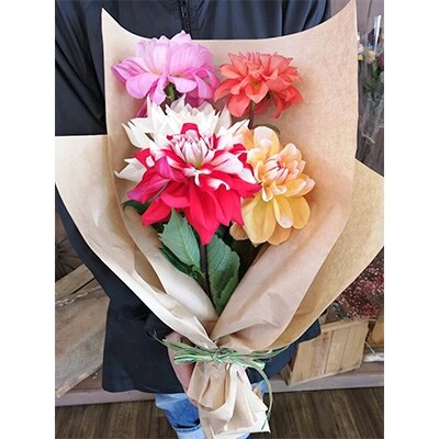 【花農家応援】インパクト大!の美しさ ダリア5本セット