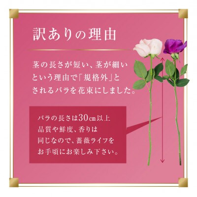 バラの花束　訳ありチャーミングローズ50本
