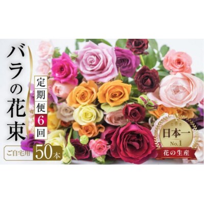 【毎月定期便】バラの花束　訳ありチャーミングローズ50本全6回