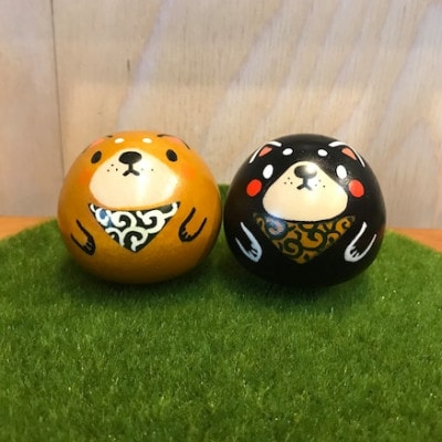 【こけしげのコケシ】コロこけし 干支 戌(いぬ) / 2個セット(茶・黒)