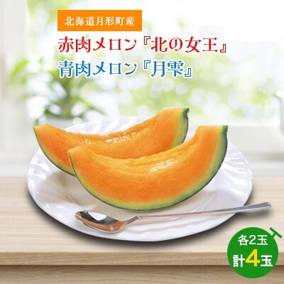 北海道月形町産 赤肉メロン 北の女王 と青肉メロン 月雫 各2玉 令和4年7月出荷 先行受付 お礼品詳細 ふるさと納税なら さとふる