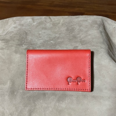 知多牛革の名刺入れ(レッド)