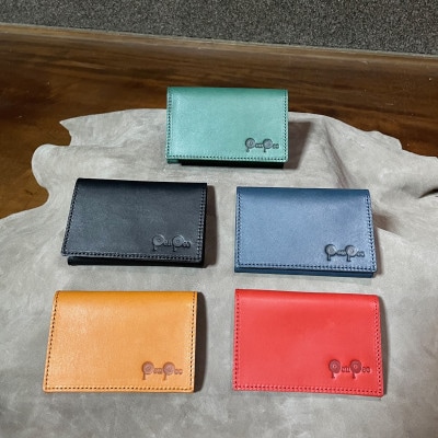 知多牛革の名刺入れ(レッド)