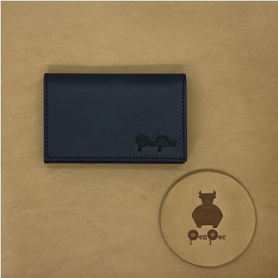 知多牛革の名刺入れ(ネイビー)