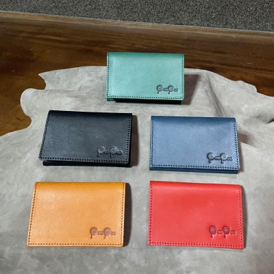 知多牛革の名刺入れ(グリーン)