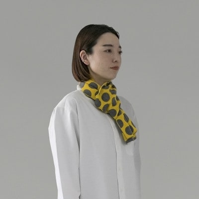 【 OTA KNIT 】ちくちくしないマフラー dot(イエロー × グレー)