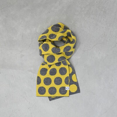 【 OTA KNIT 】ちくちくしないマフラー dot(イエロー × グレー)