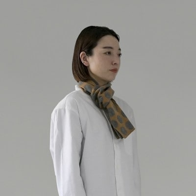 【 OTA KNIT 】ちくちくしないマフラー dot(キャメル × グレー)