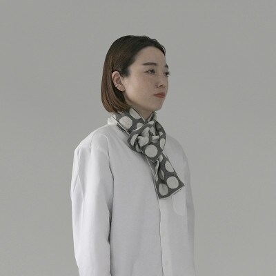 【 OTA KNIT 】ちくちくしないマフラー dot(グレー × オートミール)