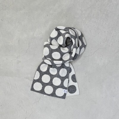 【 OTA KNIT 】ちくちくしないマフラー dot(グレー × オートミール)