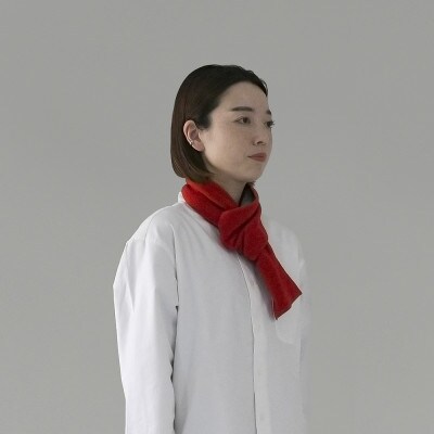 【 OTA KNIT 】ちくちくしないマフラー 無地(レッド×グレー)